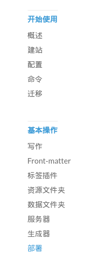 官方文档目录